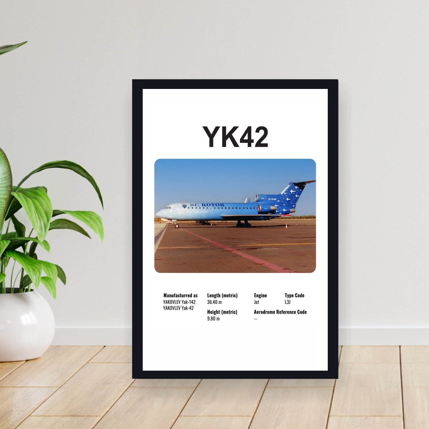 Cuadro 30x40cm Avion - YAKOVLEV YK42