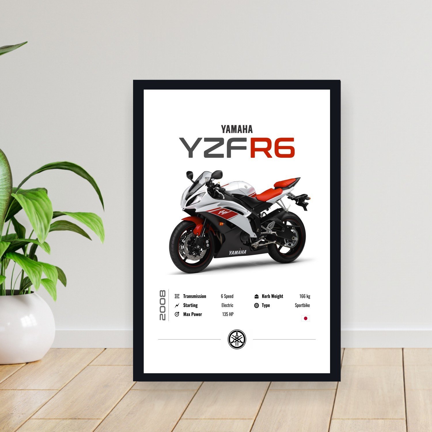 Cuadro 30x40cm Moto - Yamaha yzfr6 w 2008