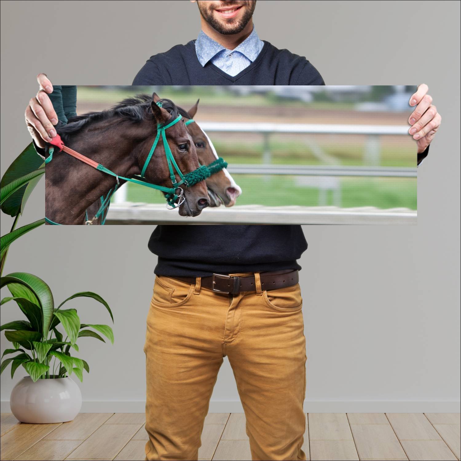 Cuadro grande 30x80cm caballos YCB-001 Naturaleza