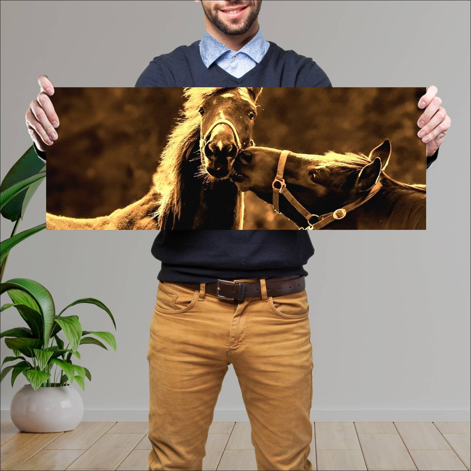 Cuadro grande 30x80cm caballos YCB-002 Naturaleza