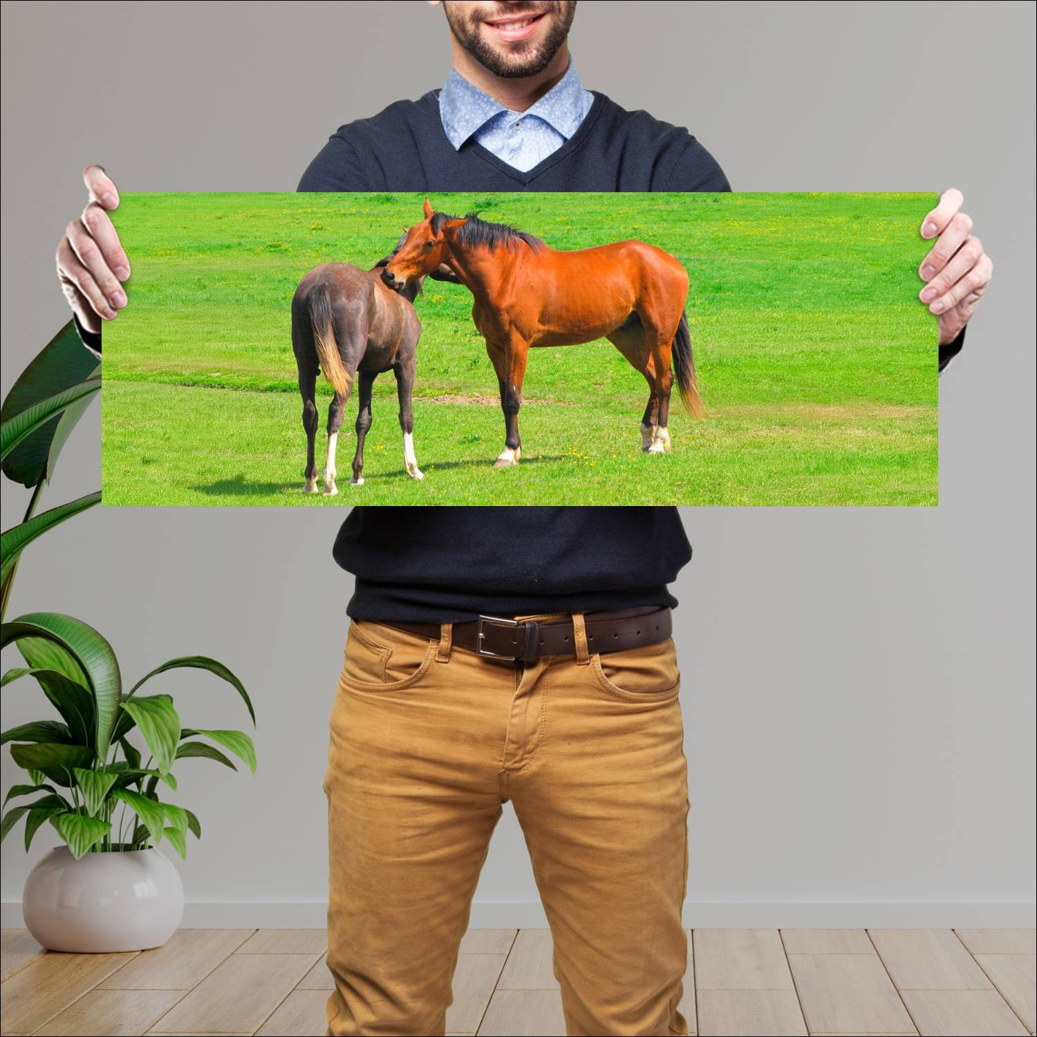 Cuadro grande 30x80cm caballos YCB-008 Naturaleza