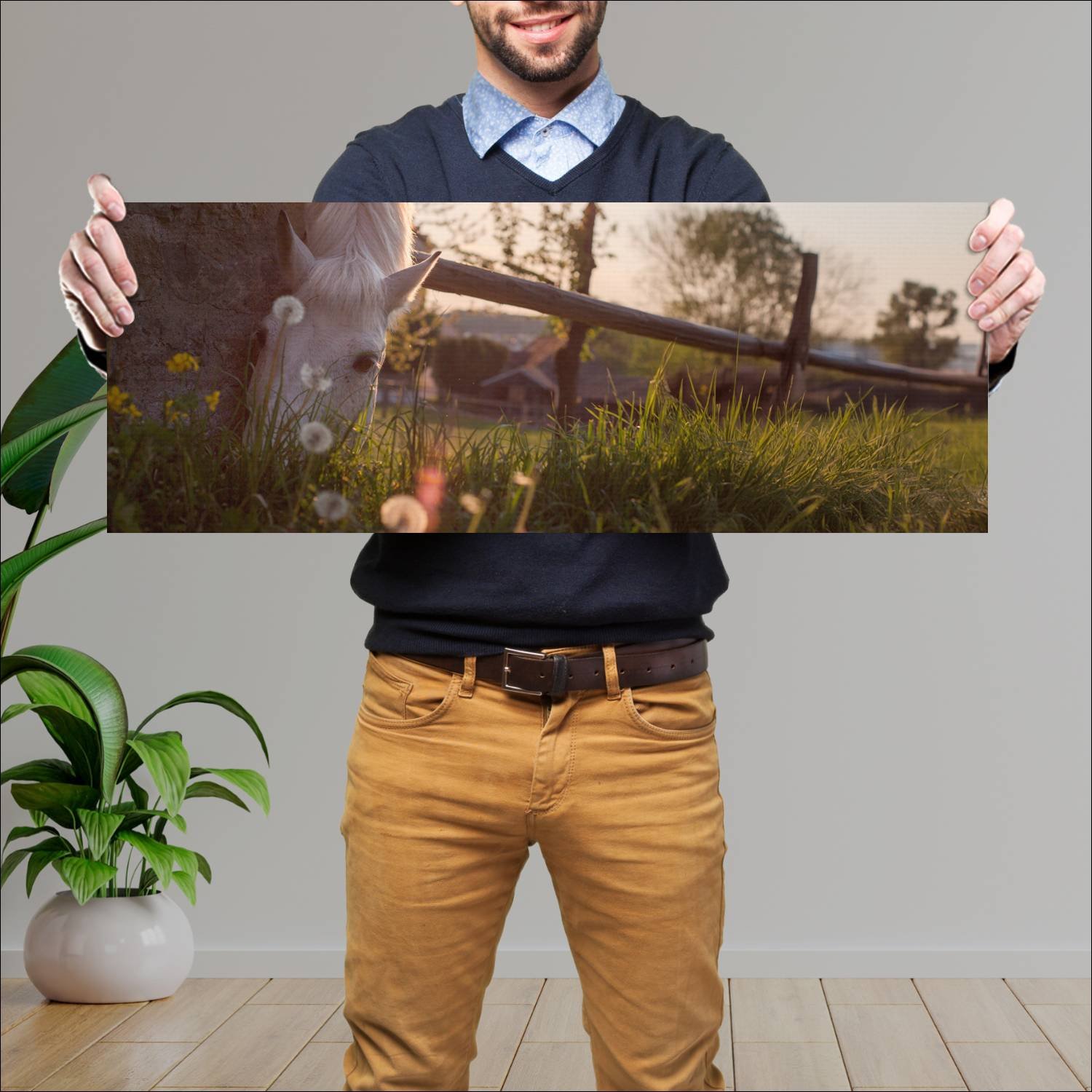 Cuadro grande 30x80cm caballos YCB-013 Naturaleza