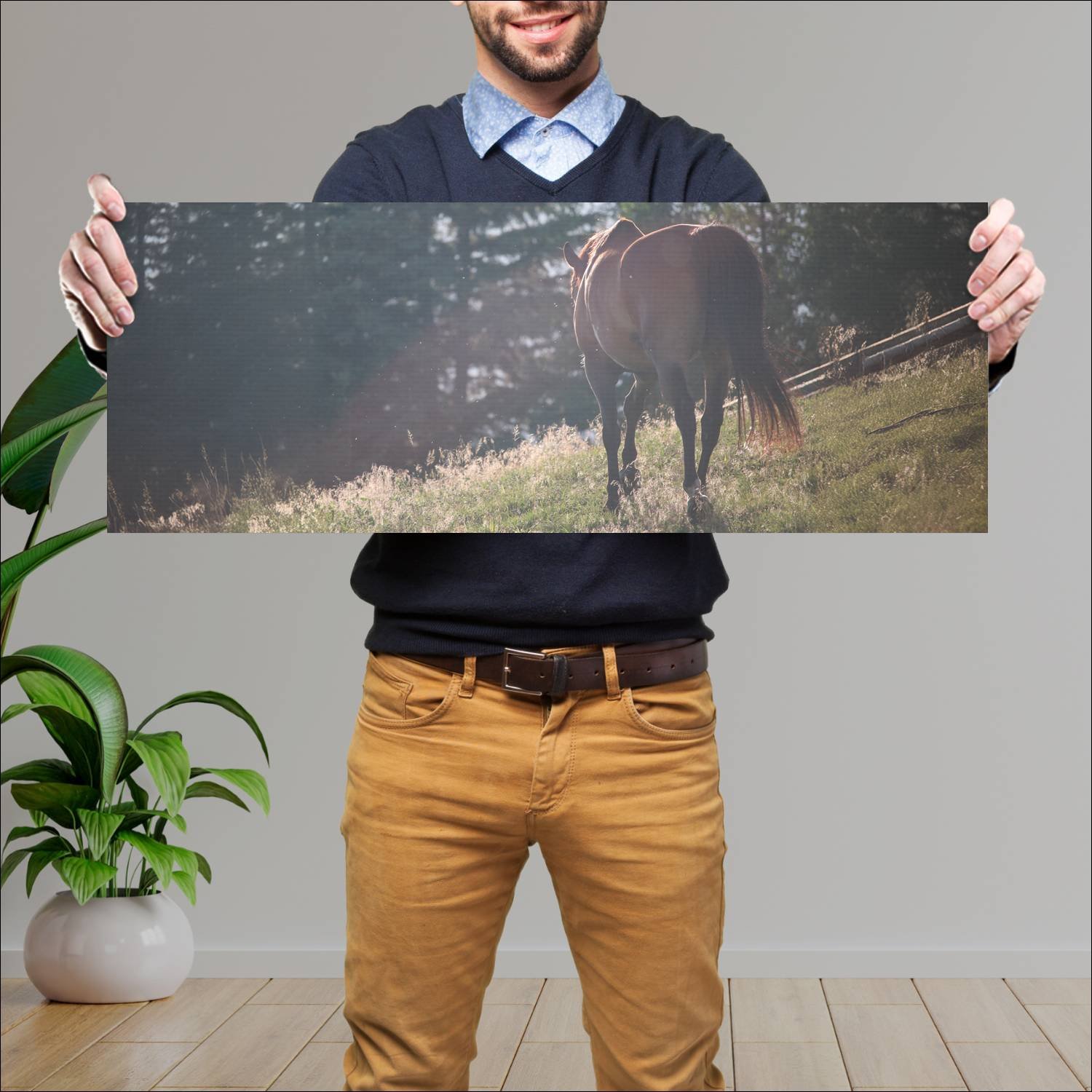 Cuadro grande 30x80cm caballos YCB-014 Naturaleza