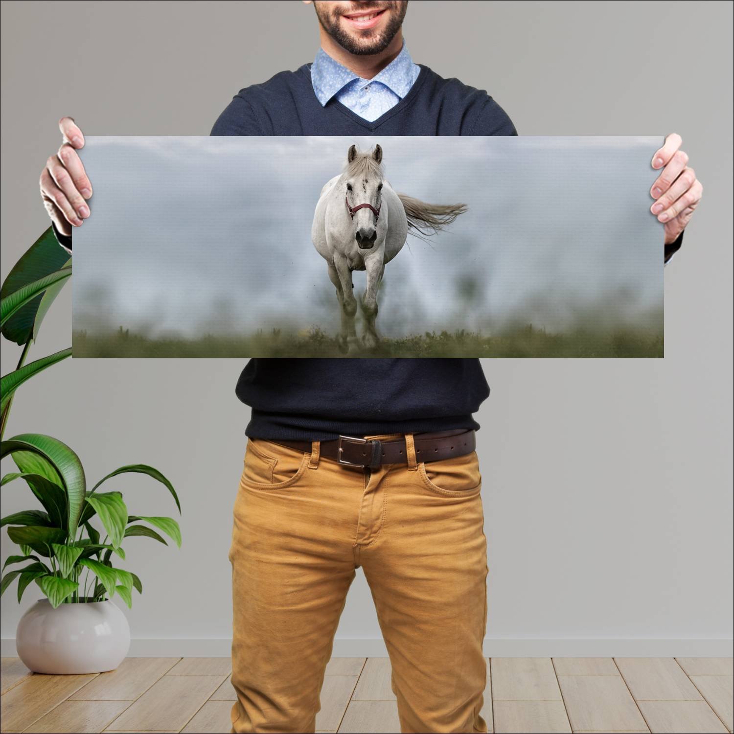 Cuadro grande 30x80cm caballos YCB-015 Naturaleza
