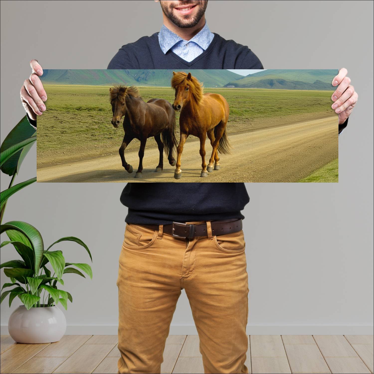 Cuadro grande 30x80cm caballos YCB-021 Naturaleza