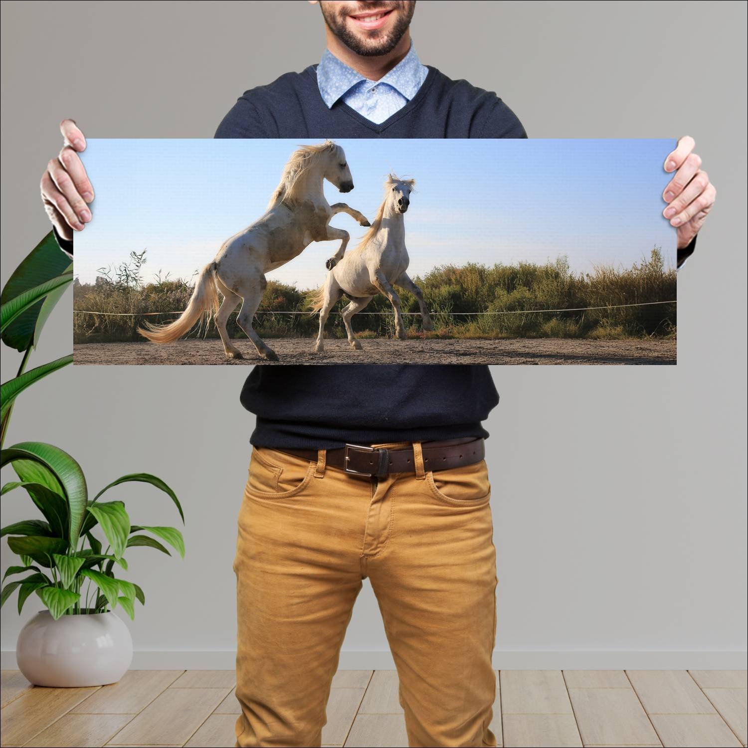 Cuadro grande 30x80cm caballos YCB-029 Naturaleza