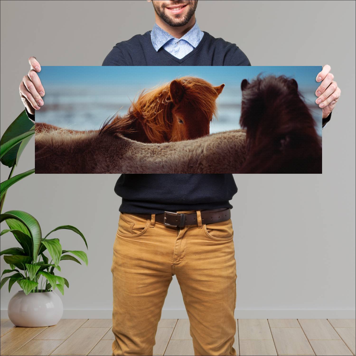 Cuadro grande 30x80cm caballos YCB-030 Naturaleza