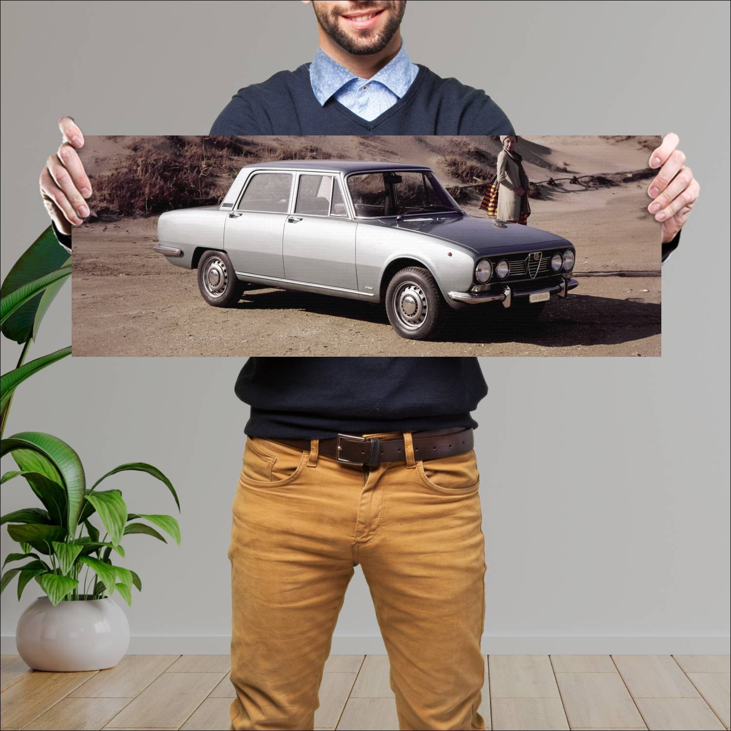 Cuadro grande 30x80cm 1967 alfa romeo 1750 auto 74 Alfa Romeo