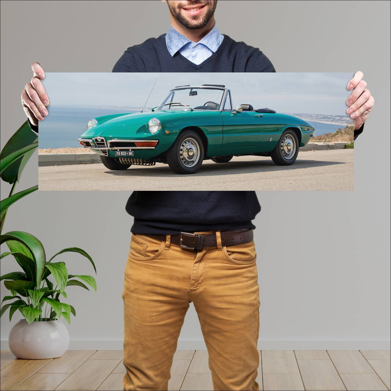 Cuadro grande 30x80cm 1968 alfa romeo 1750 spider 77 Alfa Romeo