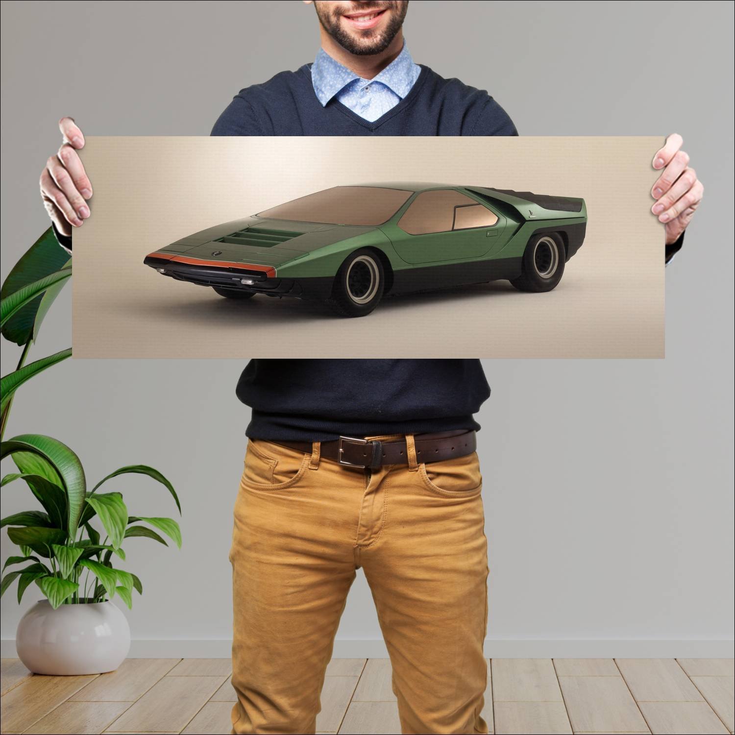 Cuadro grande 30x80cm 1968 alfa romeo carabo auto 78 Alfa Romeo