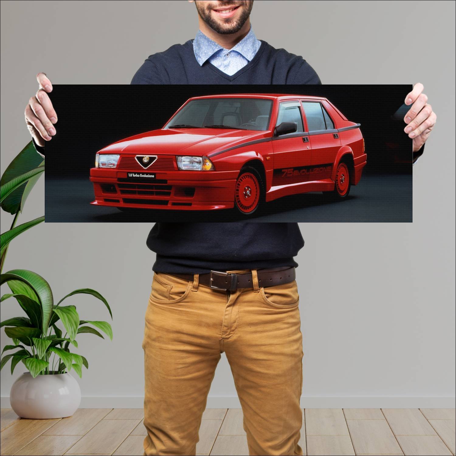 Cuadro grande 30x80cm 1987 alfa romeo 75 turbo evo 121 Alfa Romeo