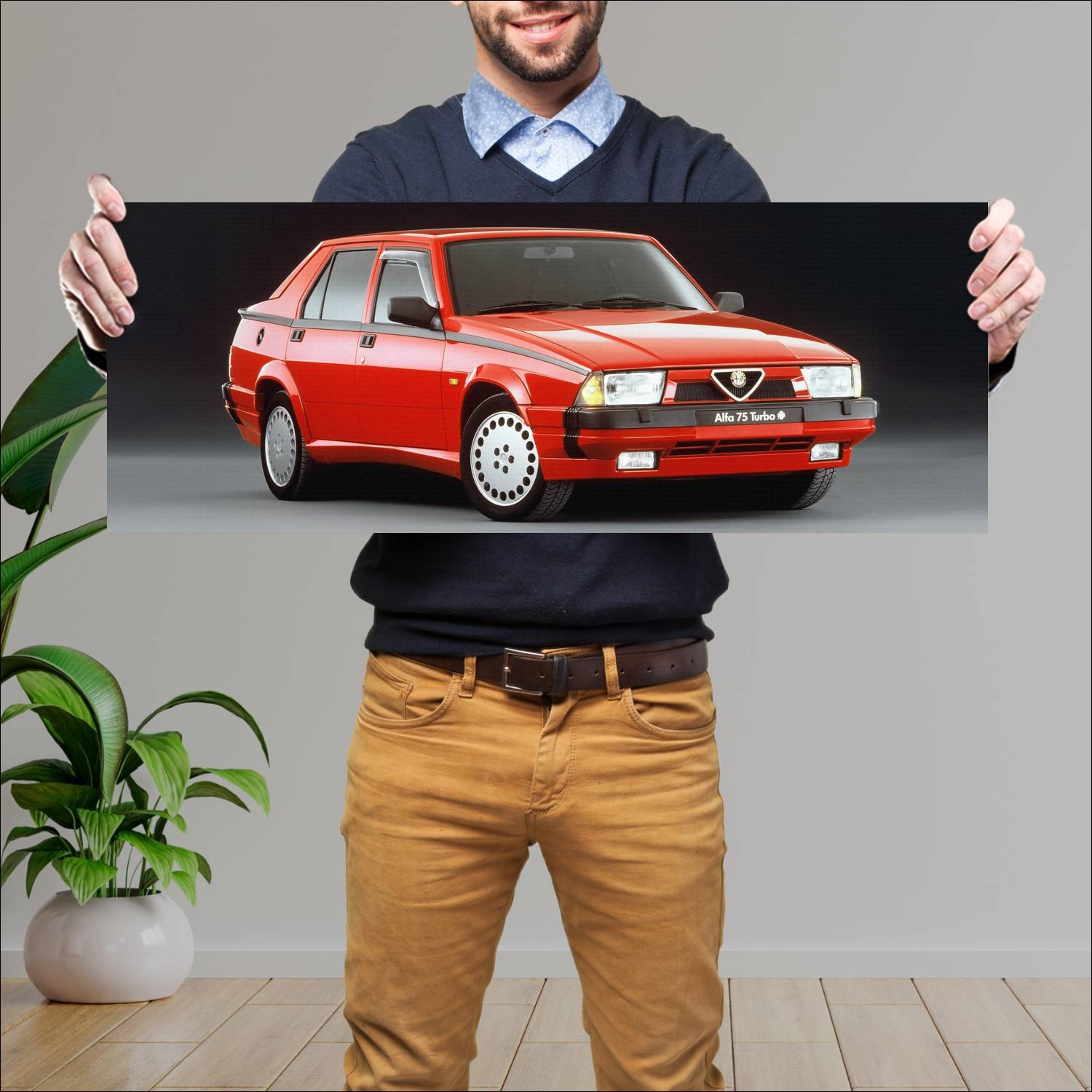 Cuadro grande 30x80cm 1988 alfa romeo 75 quadrifog 124 Alfa Romeo