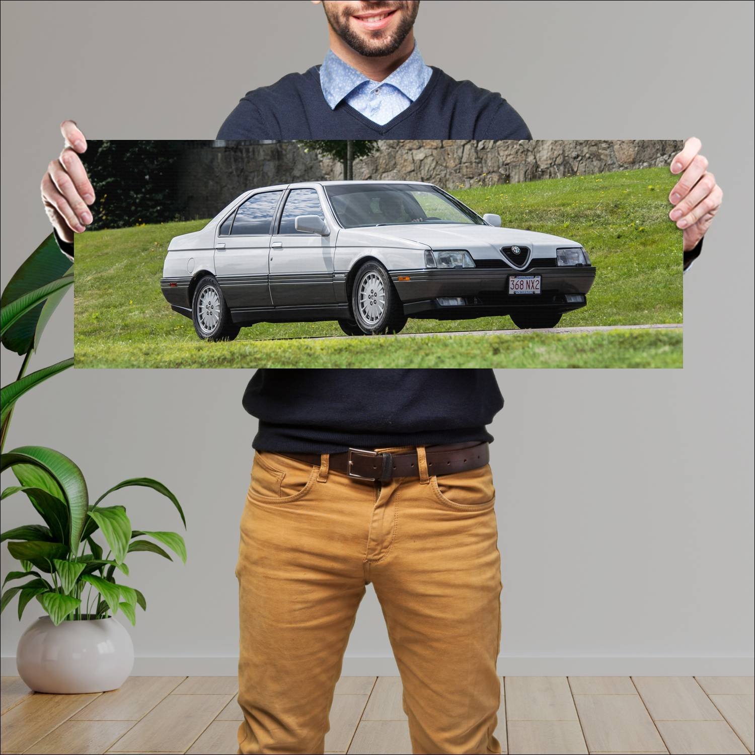 Cuadro grande 30x80cm 1991 alfa romeo 164 us auto 129 Alfa Romeo