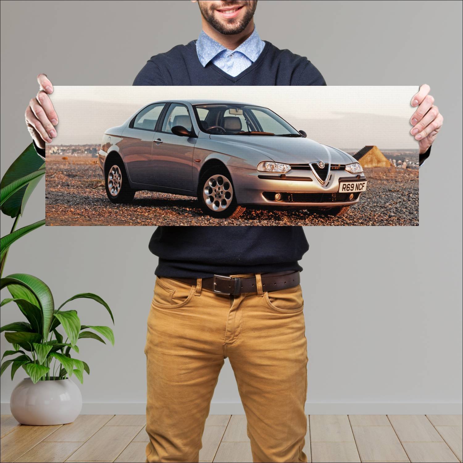 Cuadro grande 30x80cm 1997 alfa romeo 156 uk auto 145 Alfa Romeo
