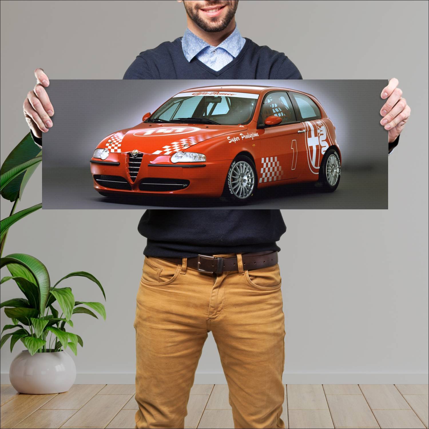 Cuadro grande 30x80cm 2000 alfa romeo 147 super pr 149 Alfa Romeo