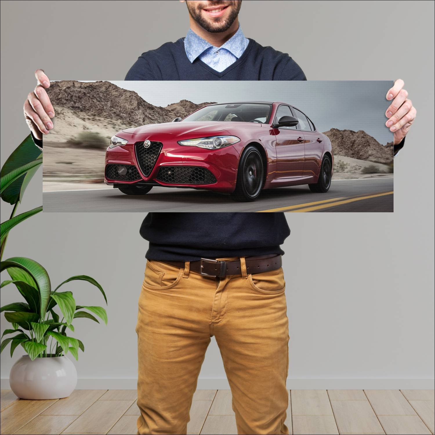 Cuadro grande 30x80cm 2018 alfa romeo giulia nero 404 Alfa Romeo