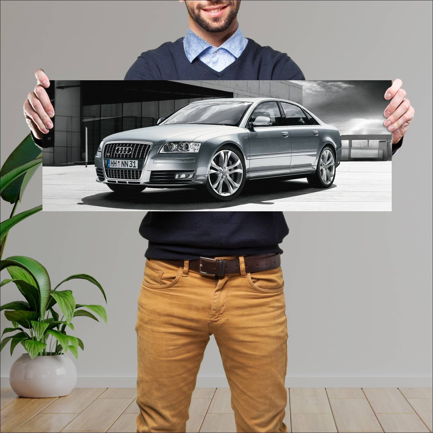 Cuadro grande 30x80cm 2008 audi s8 auto 414 Audi