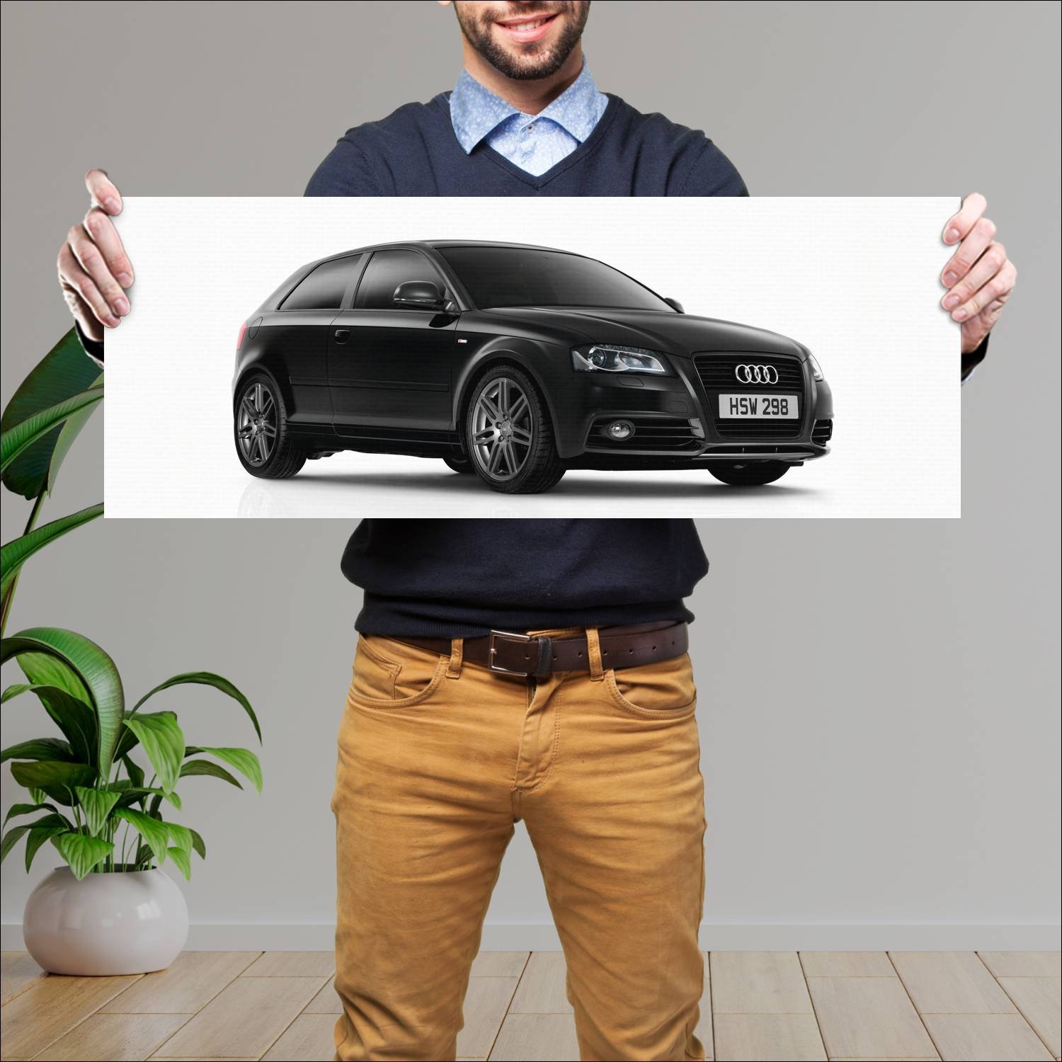 Cuadro grande 30x80cm 2009 audi a3 black edition u 430 Audi