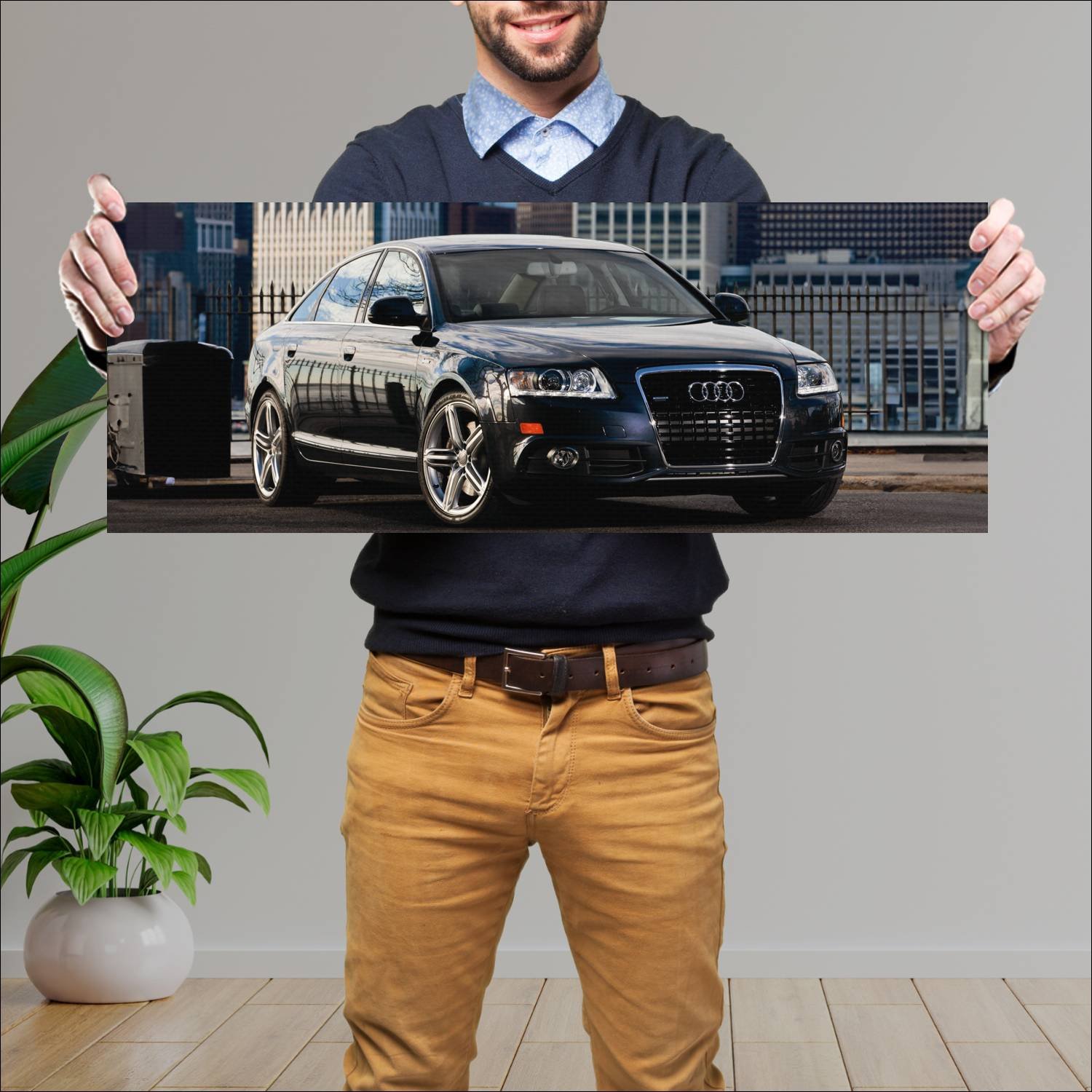 Cuadro grande 30x80cm 2009 audi a6 sedan s line us 451 Audi