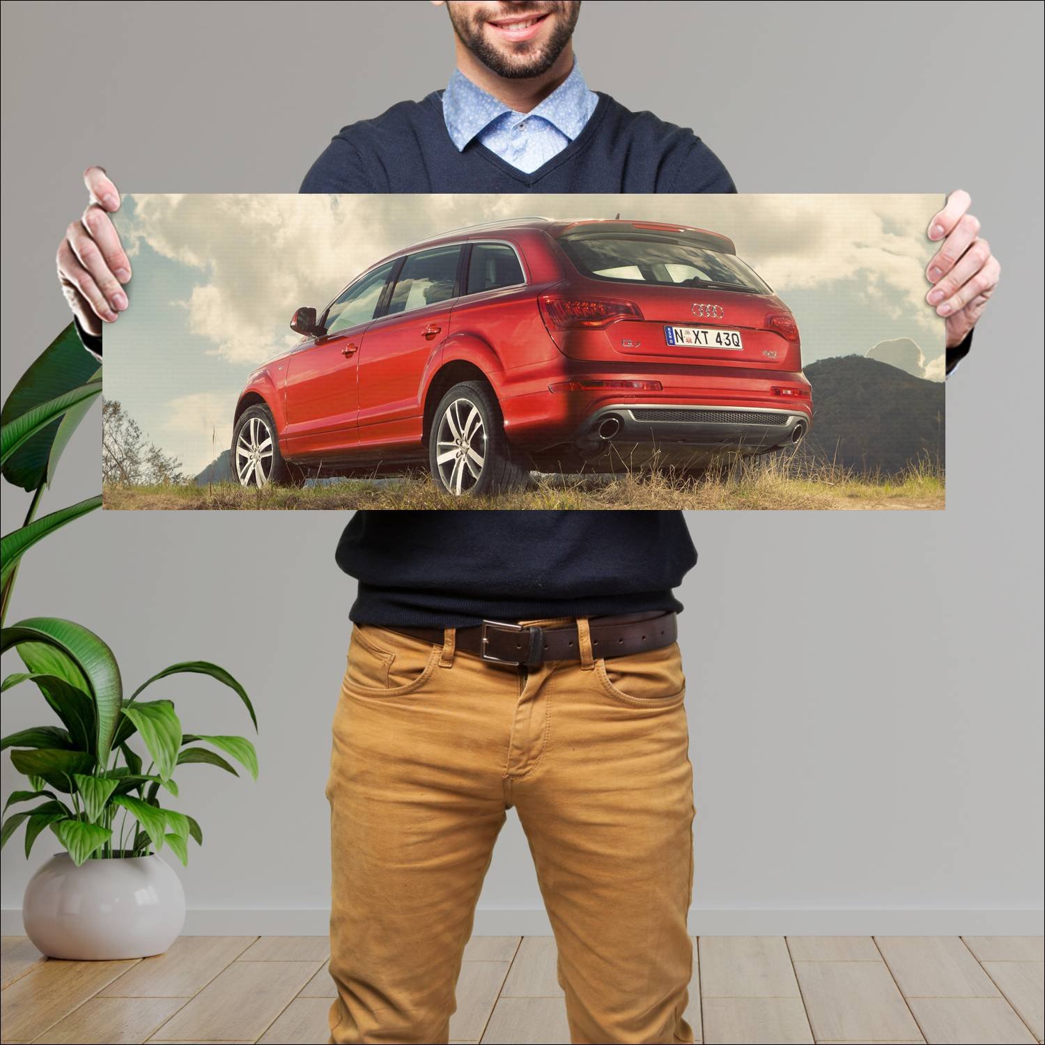 Cuadro grande 30x80cm 2009 audi q7 s line au auto 465 Audi