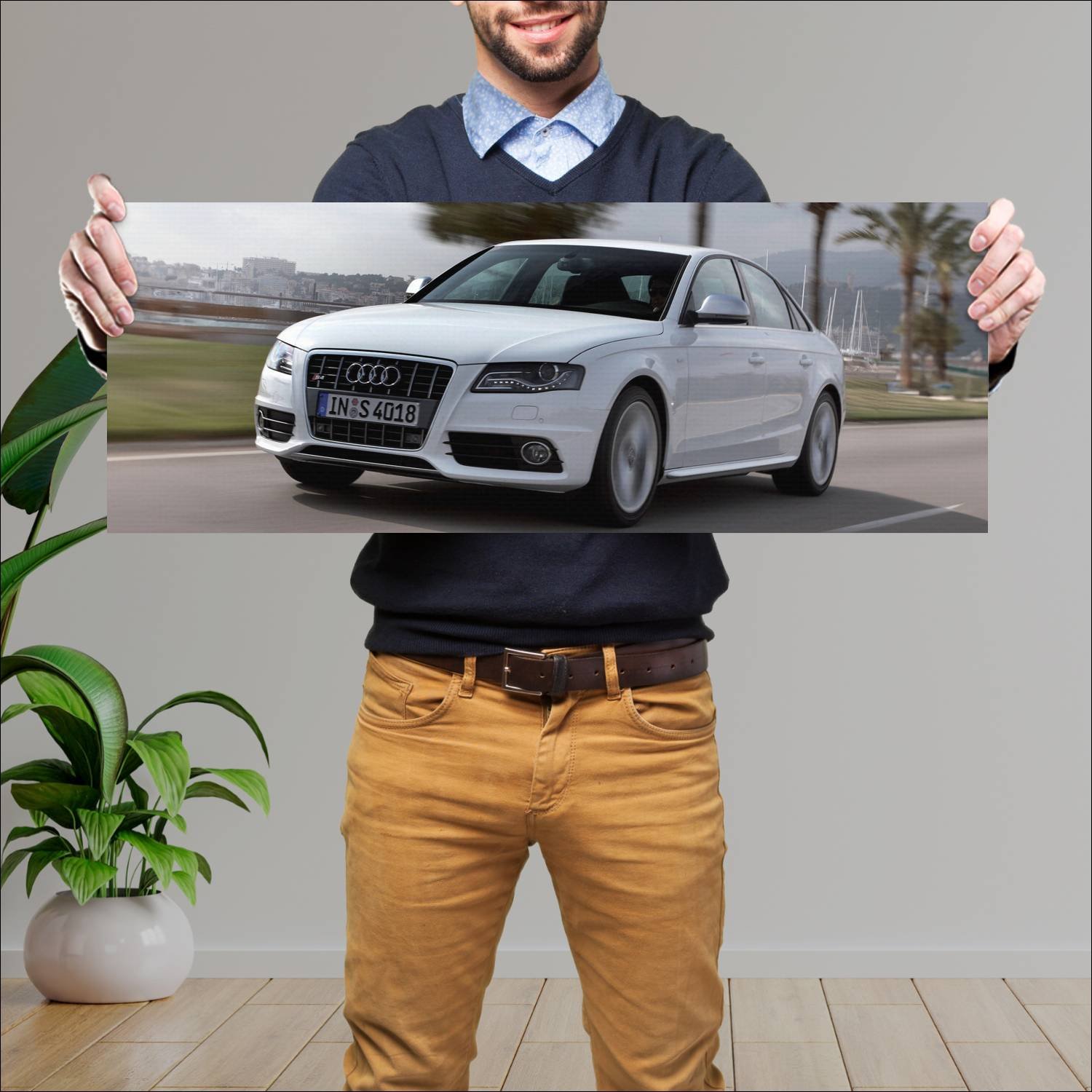 Cuadro grande 30x80cm 2009 audi s4 sedan auto 485 Audi