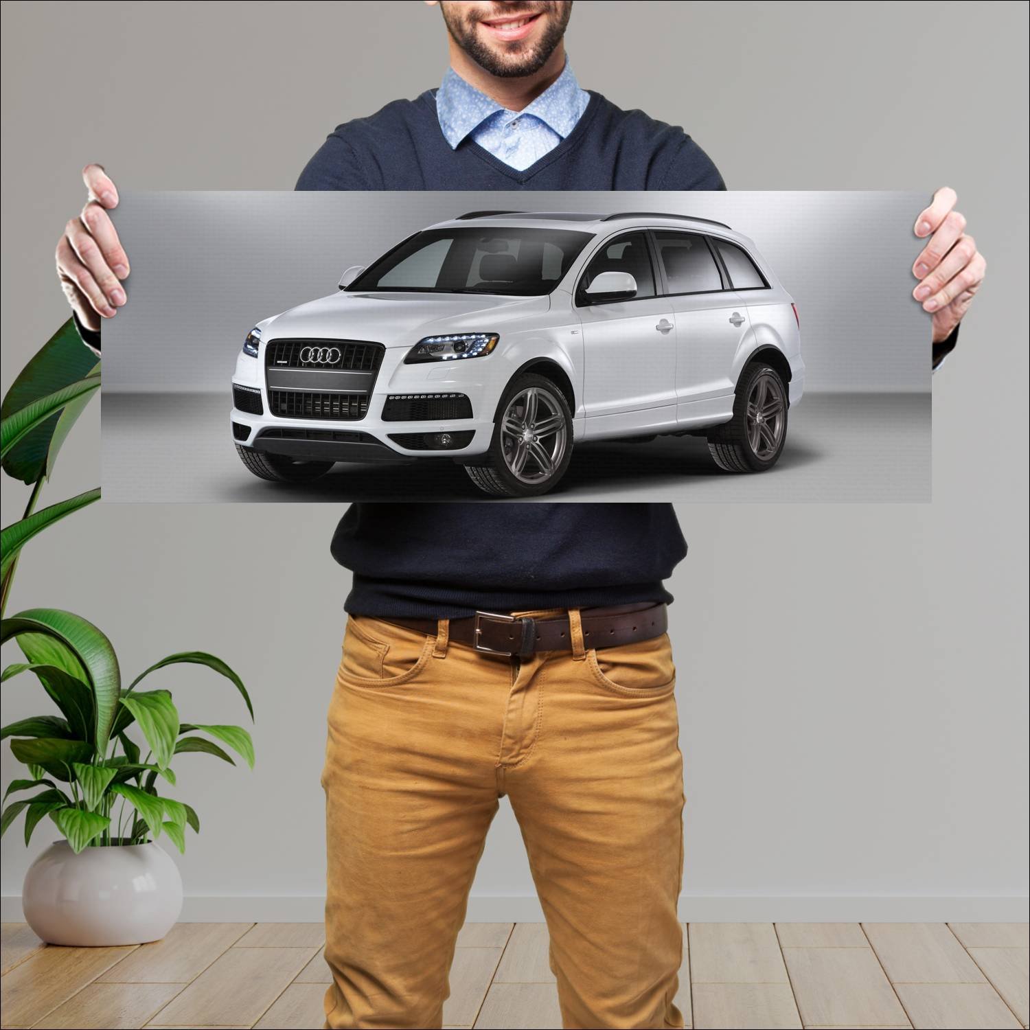 Cuadro grande 30x80cm 2010 audi q7 s line us auto 554 Audi