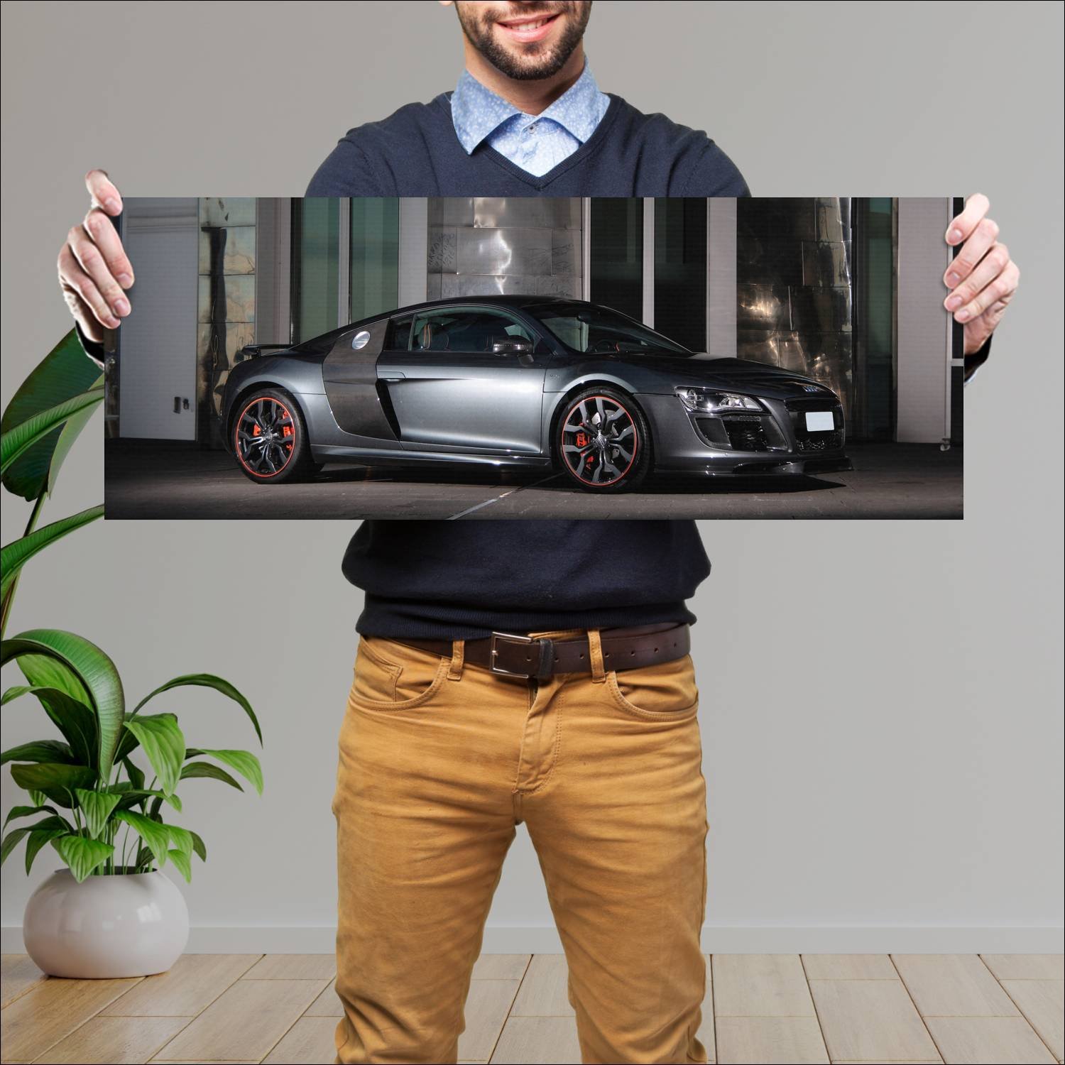 Cuadro grande 30x80cm 2010 audi r8 v10 coupe racin 565 Audi
