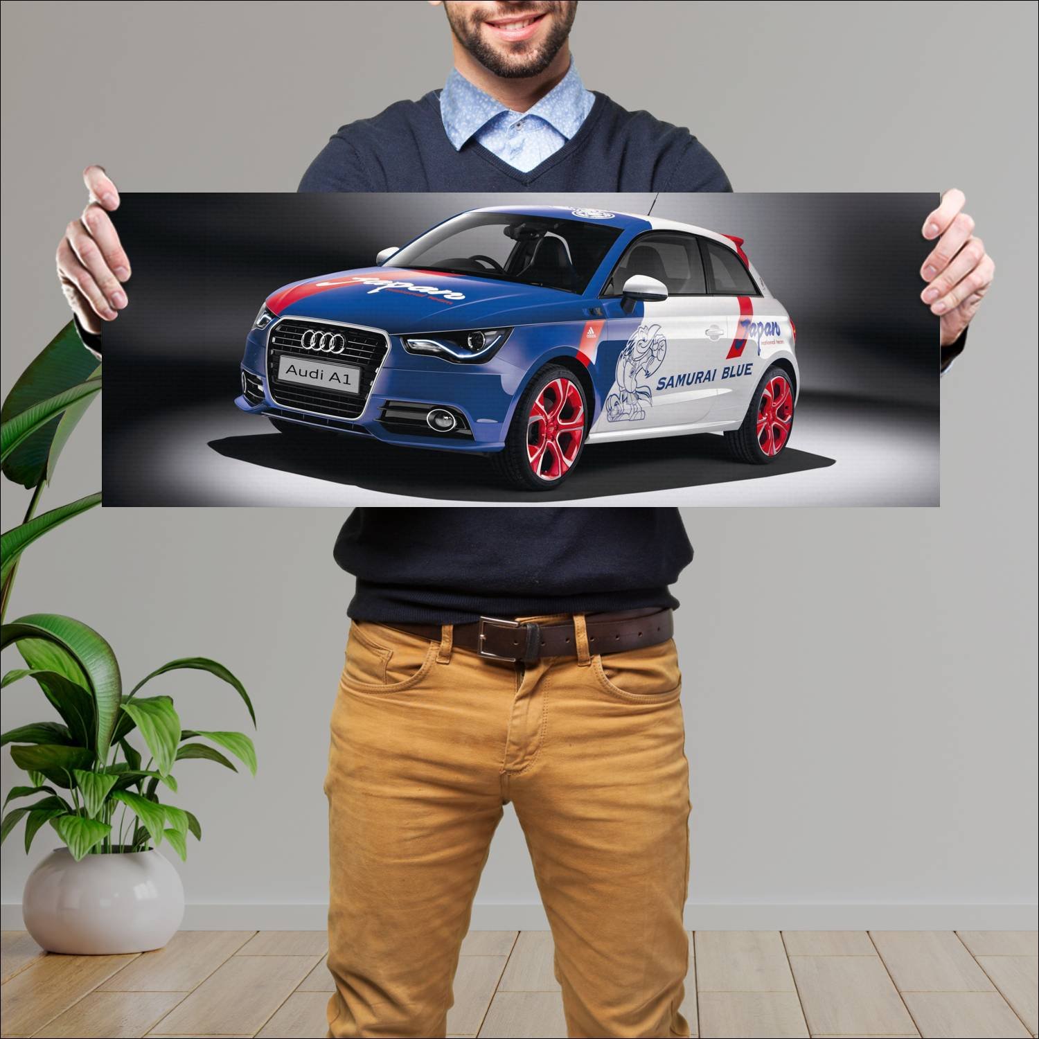 Cuadro grande 30x80cm 2011 audi a1 samurai blue jp 608 Audi