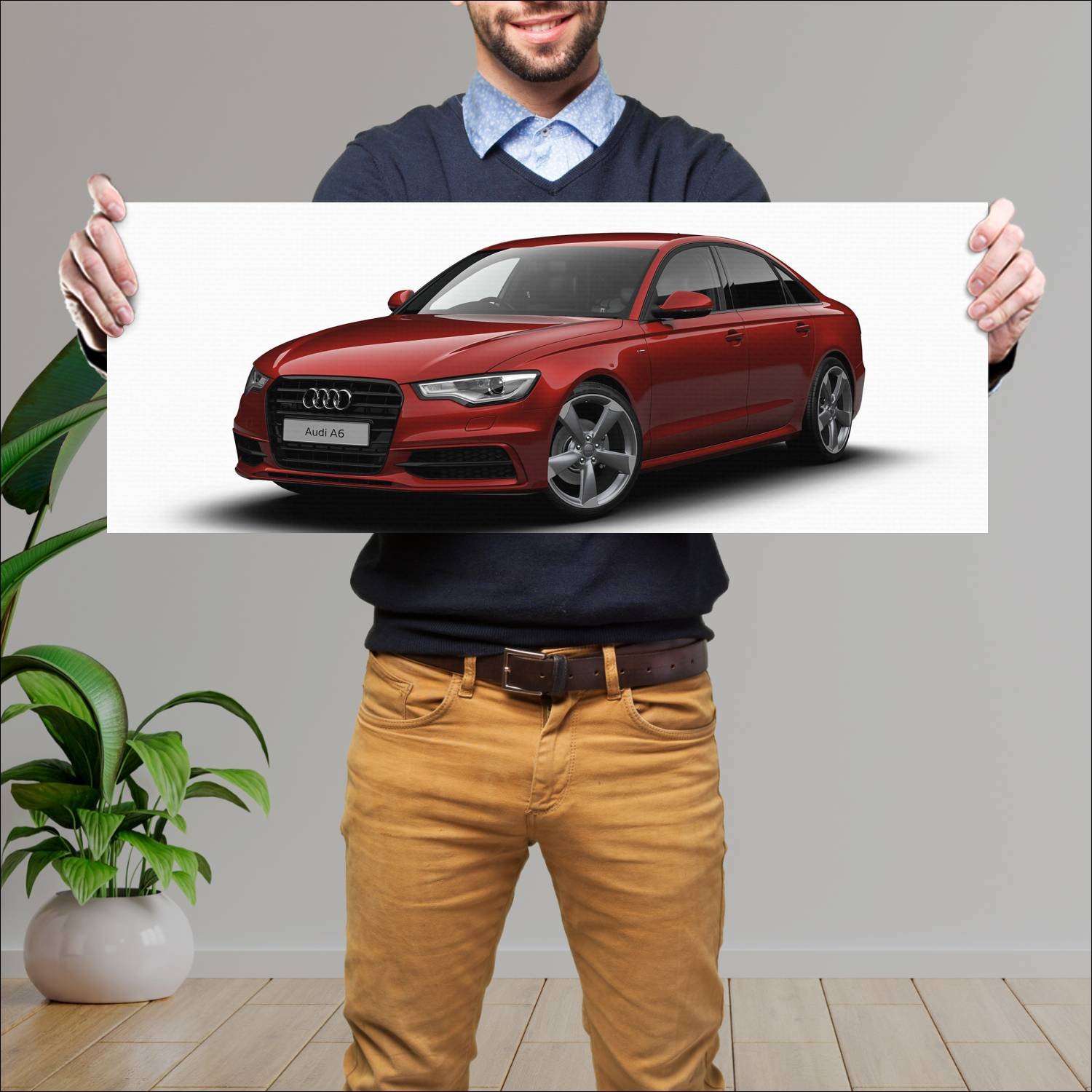 Cuadro grande 30x80cm 2012 audi a6 saloon black ed 733 Audi