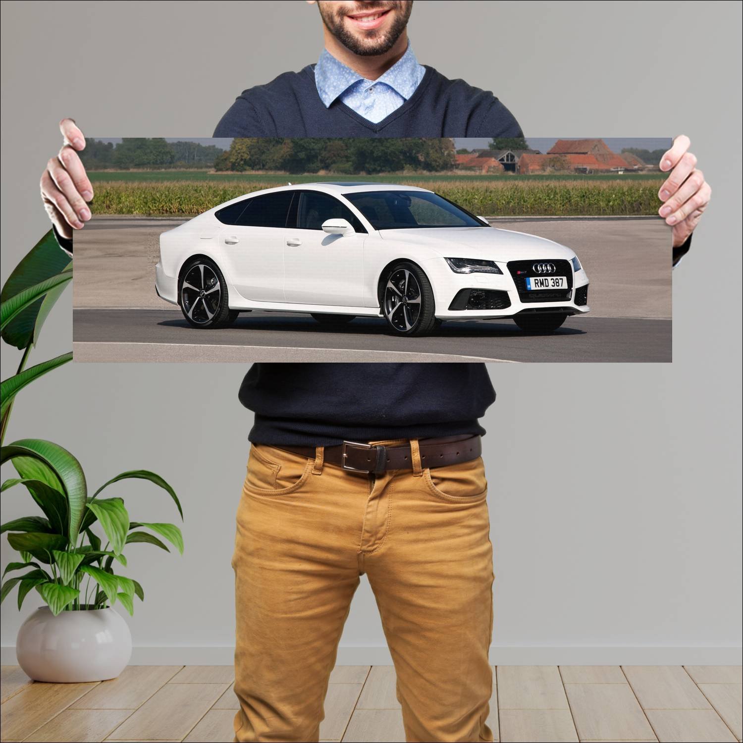 Cuadro grande 30x80cm 2013 audi rs 7 sportback uk 845 Audi