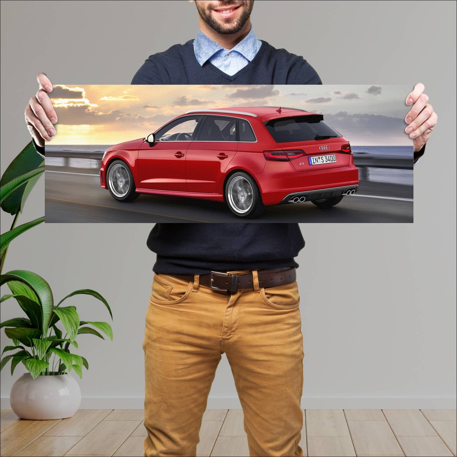 Cuadro grande 30x80cm 2013 audi s3 sportback auto 858 Audi