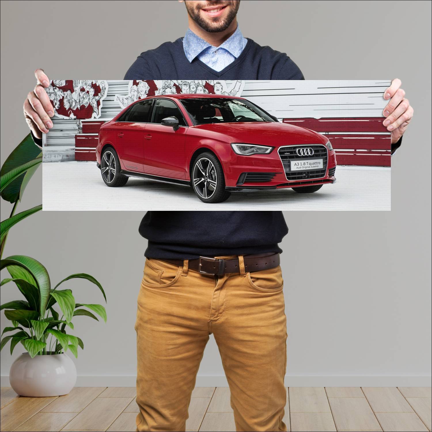 Cuadro grande 30x80cm 2015 audi a3 sedan with genu 986 Audi