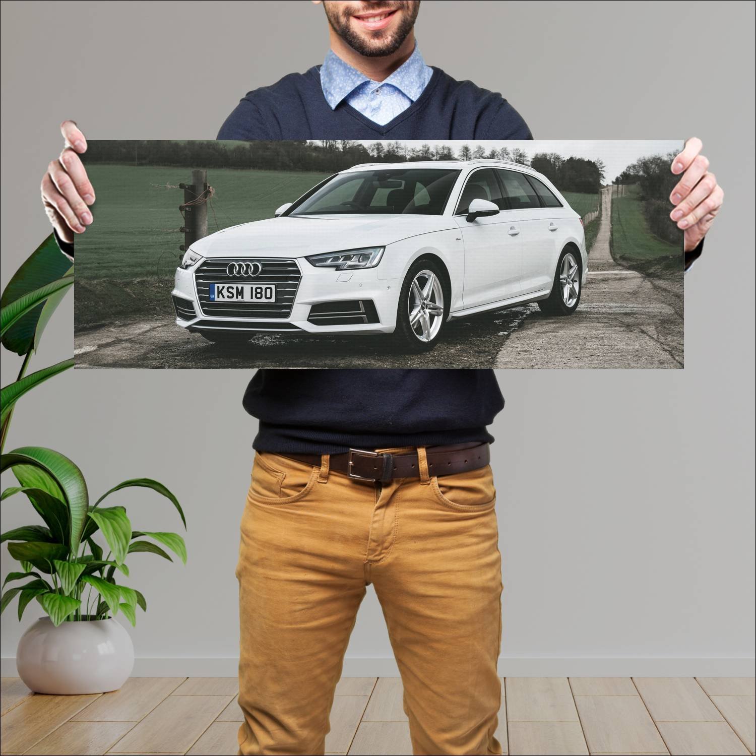 Cuadro grande 30x80cm 2015 audi a4 avant s line uk 994 Audi
