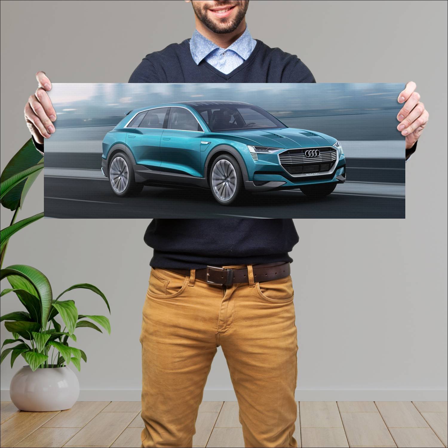Cuadro grande 30x80cm 2015 audi e tron quattro con 20 Audi