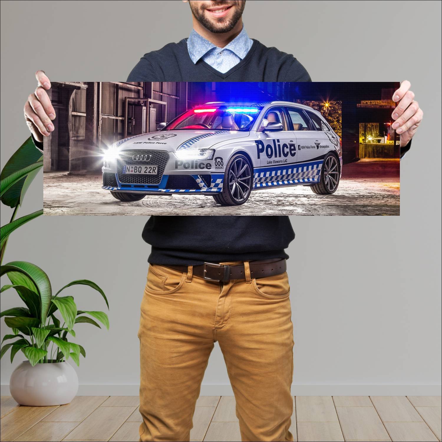 Cuadro grande 30x80cm 2015 audi rs 4 avant police 61 Audi