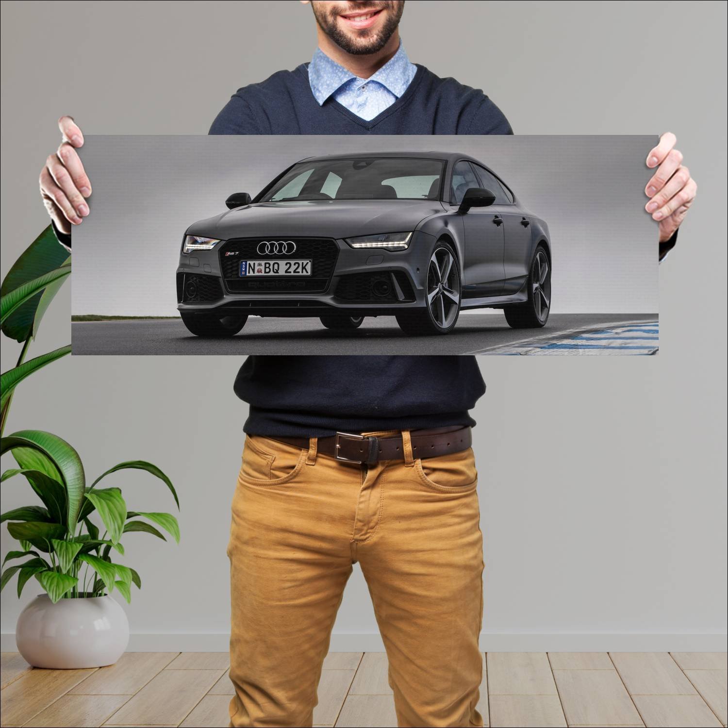Cuadro grande 30x80cm 2015 audi rs 7 sportback au 68 Audi
