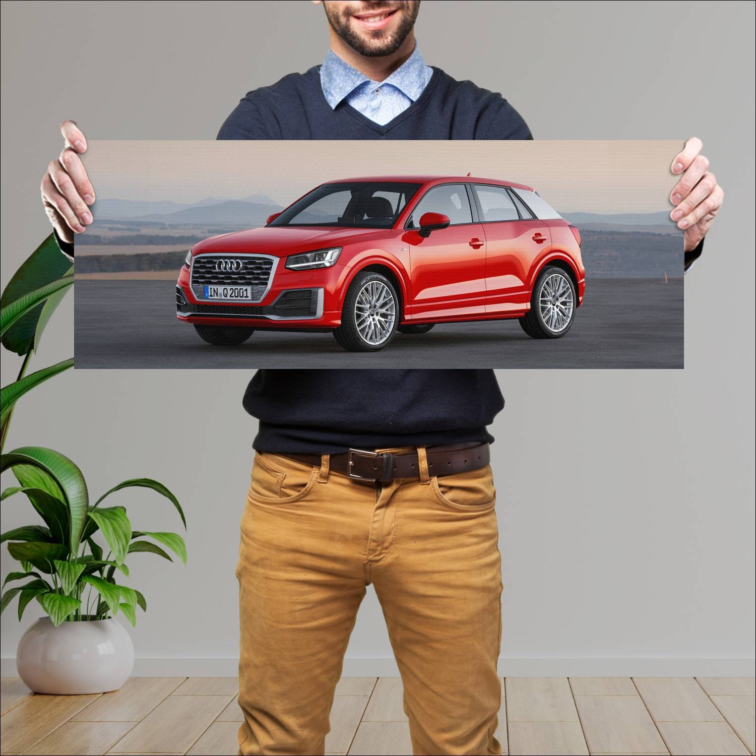 Cuadro grande 30x80cm 2016 audi q2 s line auto 161 Audi