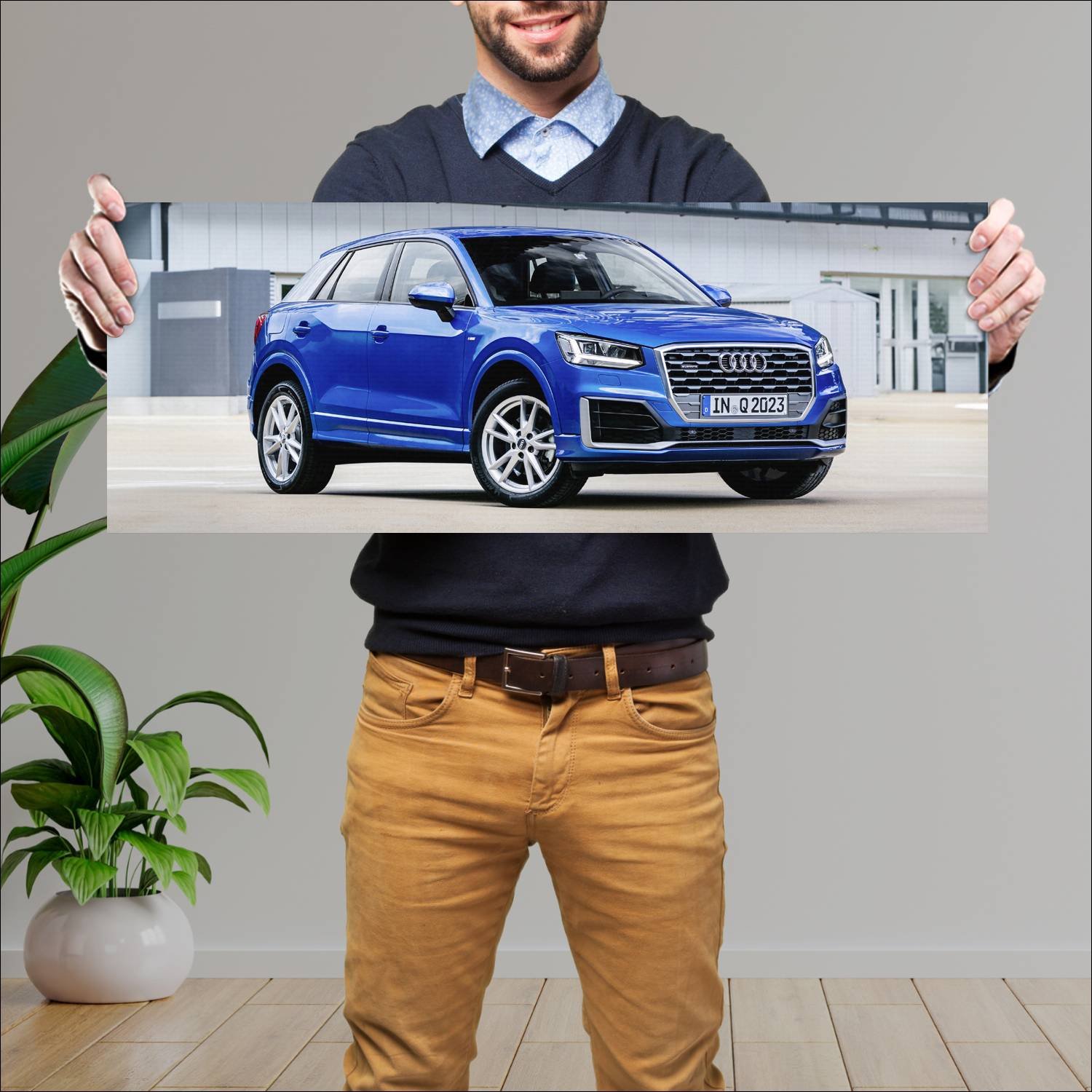 Cuadro grande 30x80cm 2016 audi q2 s line auto 162 Audi