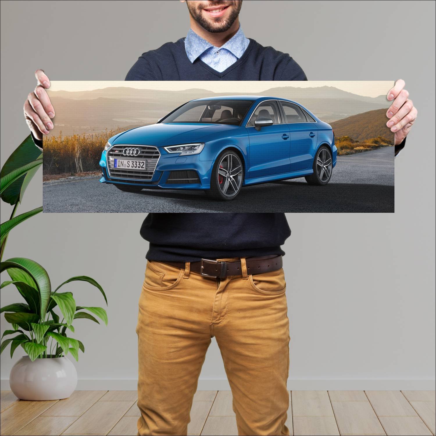 Cuadro grande 30x80cm 2016 audi s3 sedan auto 205 Audi