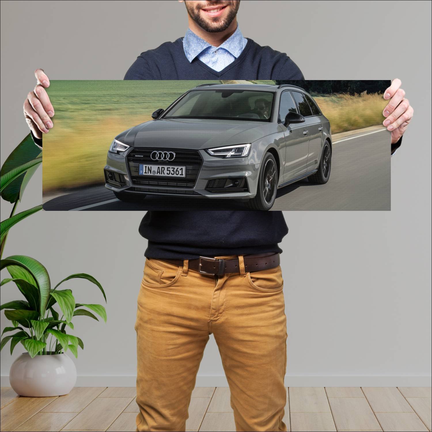 Cuadro grande 30x80cm 2017 audi a4 avant black edi 253 Audi