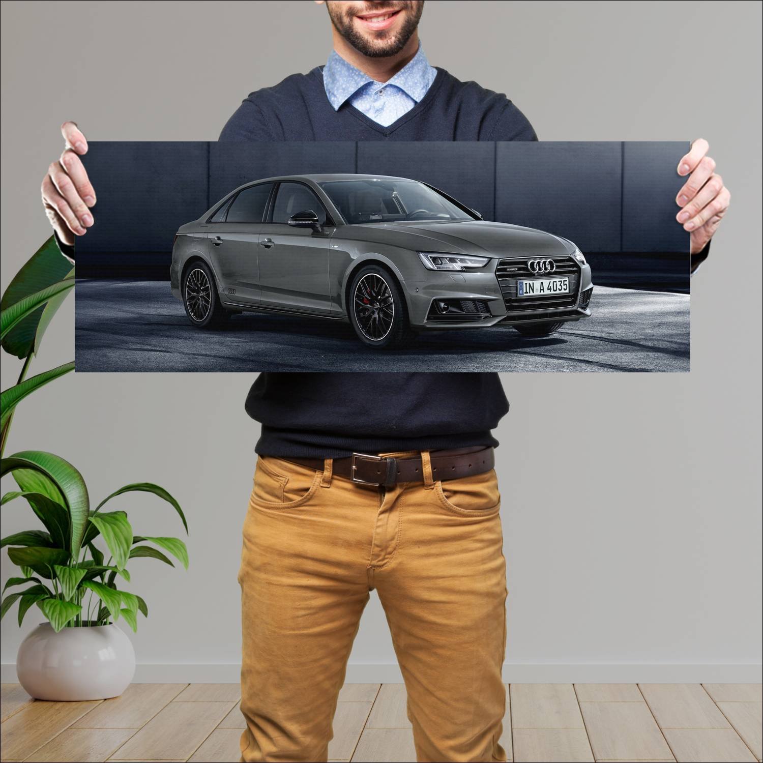 Cuadro grande 30x80cm 2017 audi a4 sedan black edi 256 Audi