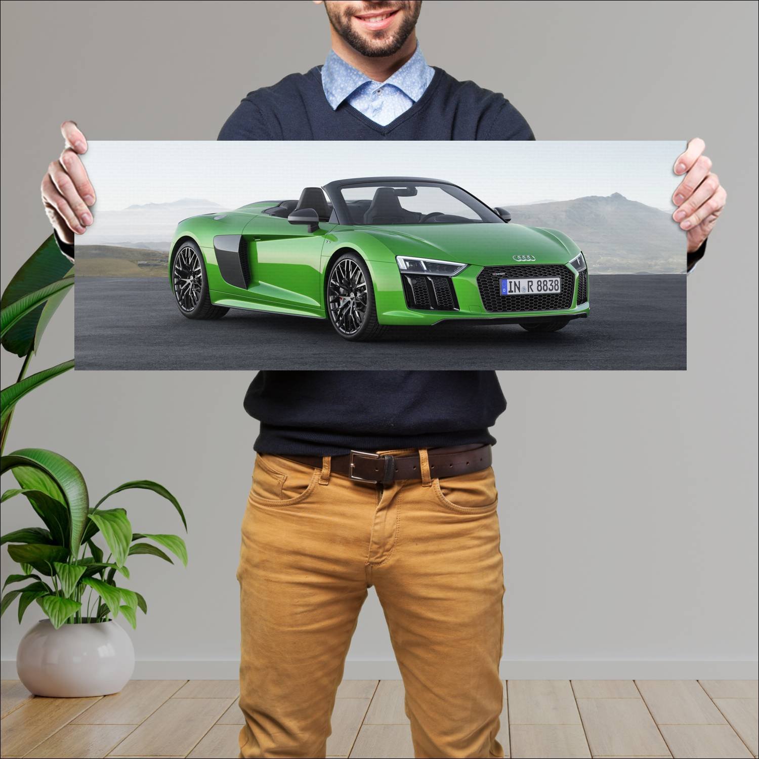 Cuadro grande 30x80cm 2017 audi r8 spyder plus 662 301 Audi