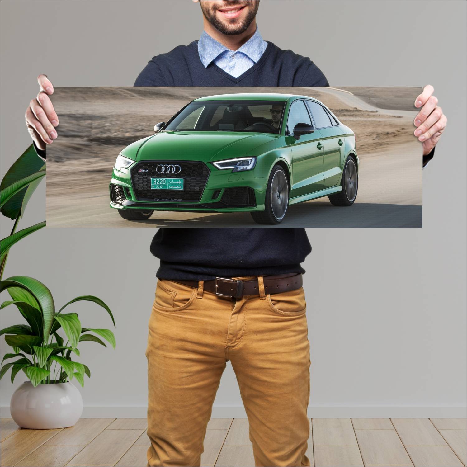 Cuadro grande 30x80cm 2017 audi rs 3 sedan auto 308 Audi