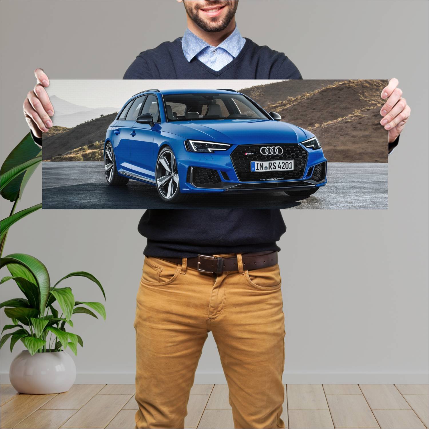Cuadro grande 30x80cm 2017 audi rs 4 avant auto 315 Audi