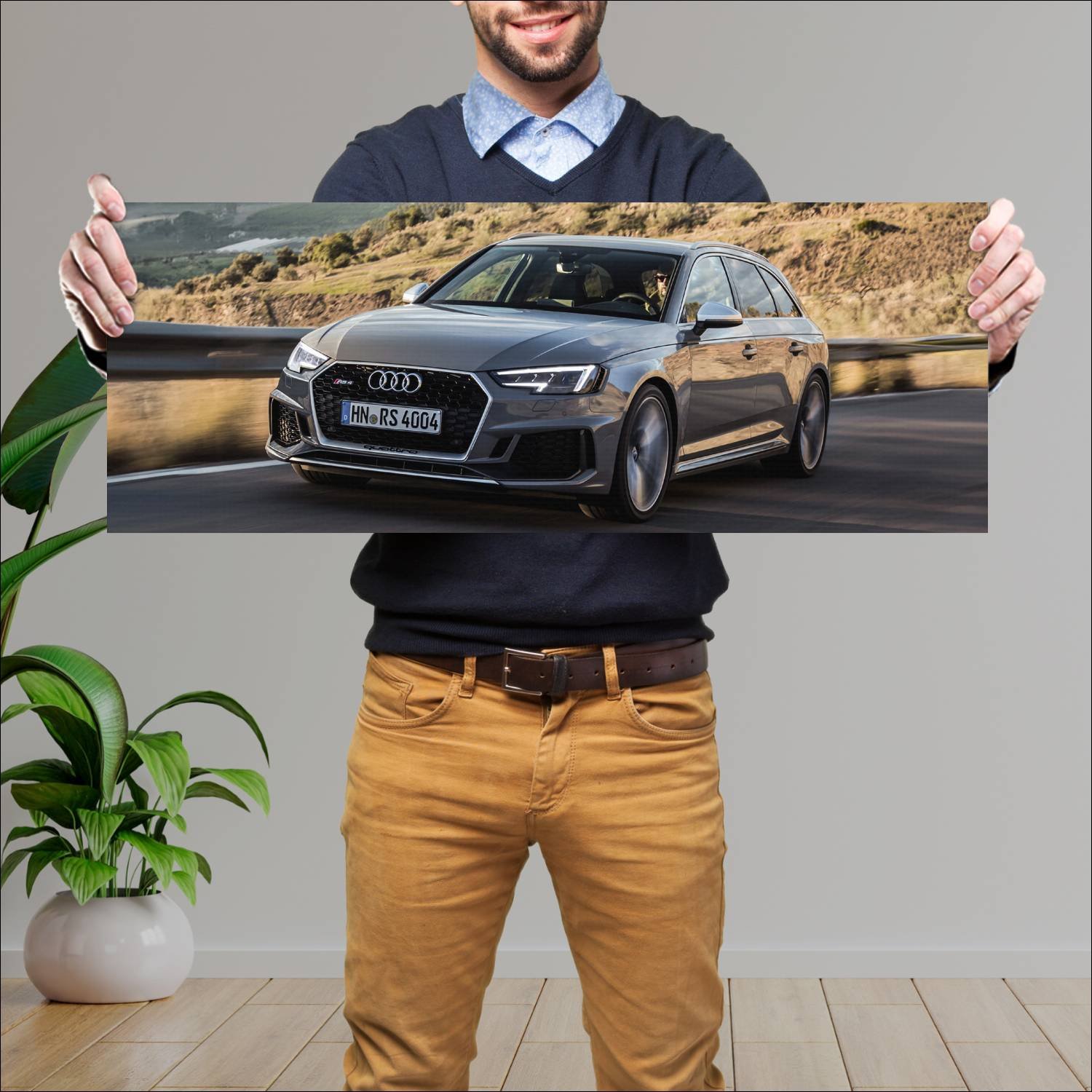 Cuadro grande 30x80cm 2017 audi rs 4 avant auto 317 Audi