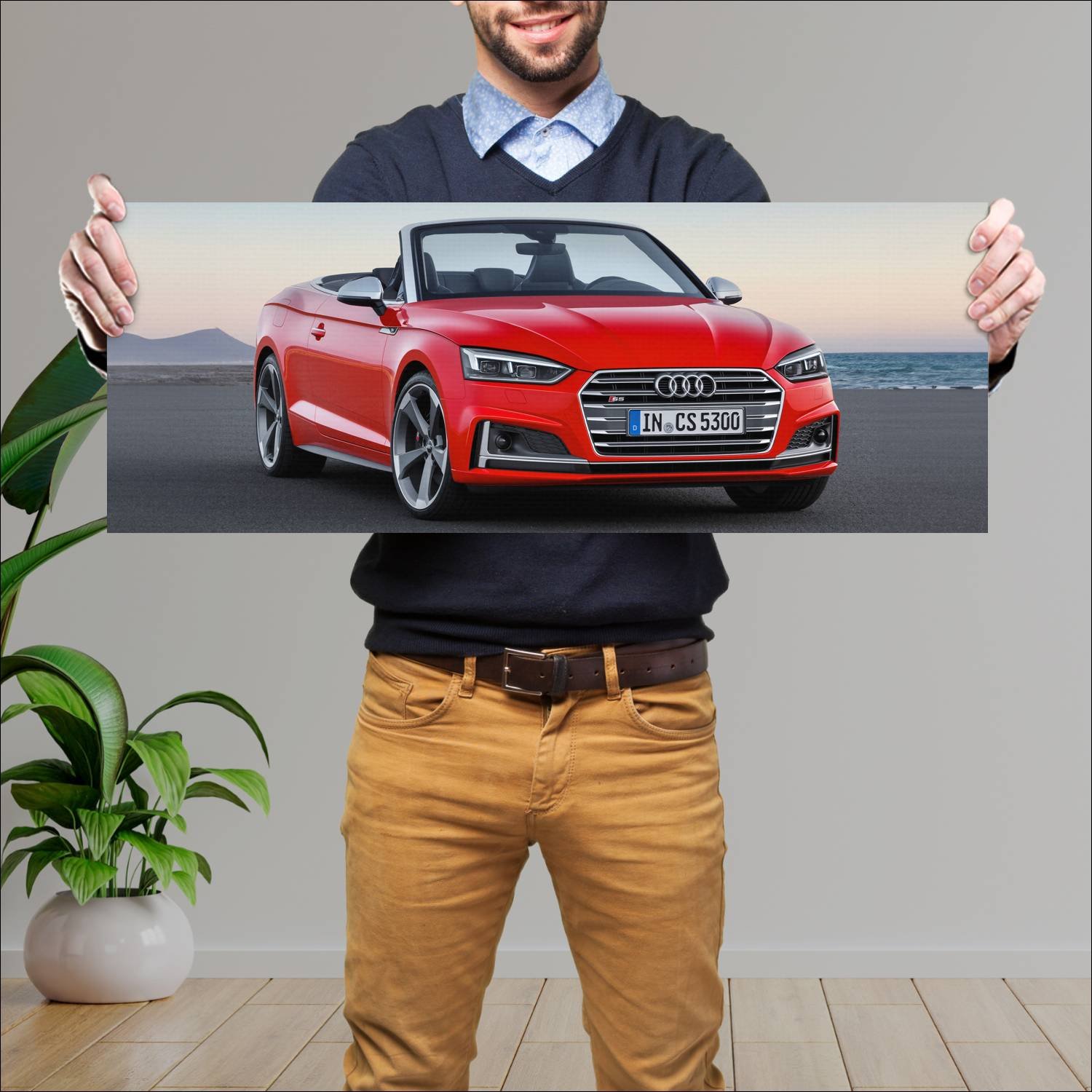 Cuadro grande 30x80cm 2017 audi s5 cabriolet auto 334 Audi