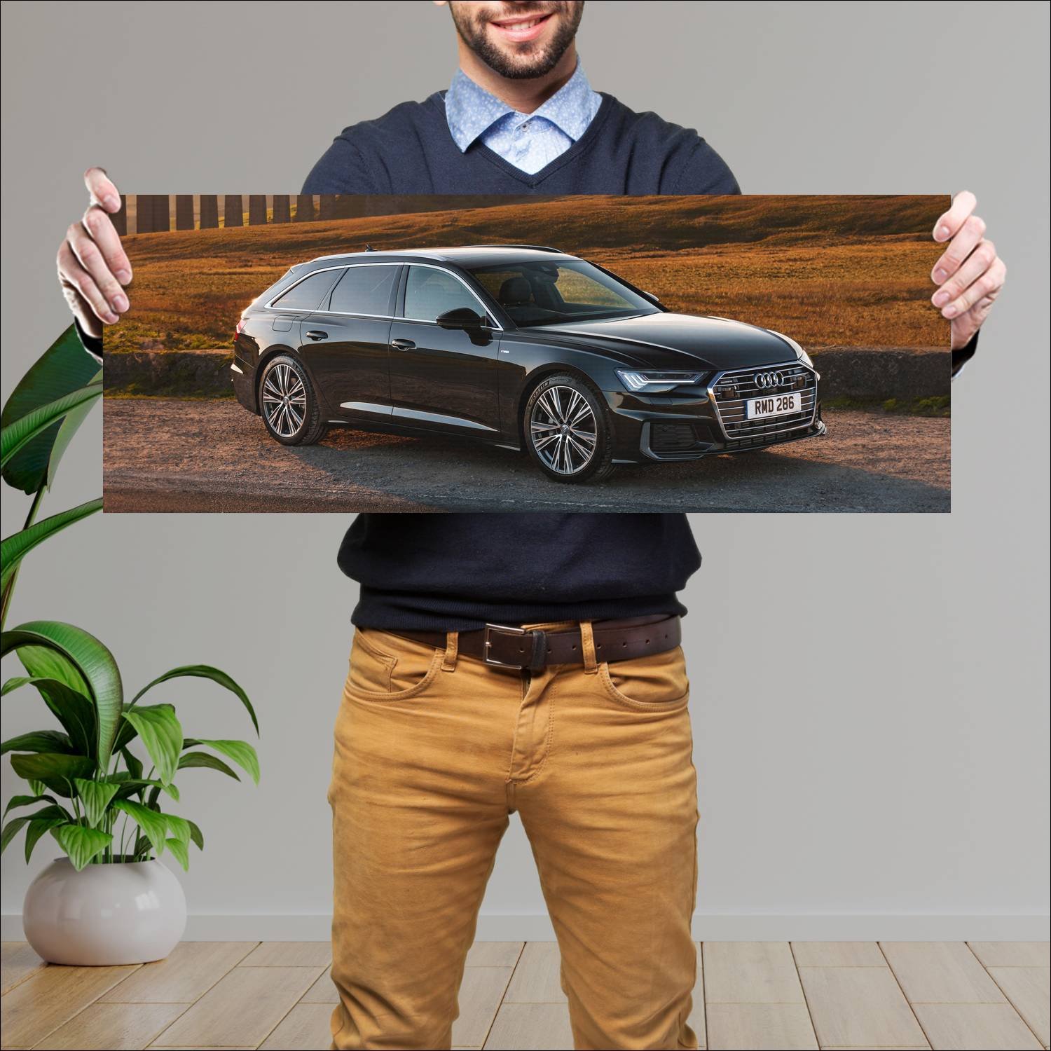Cuadro grande 30x80cm 2018 audi a6 avant s line uk 373 Audi