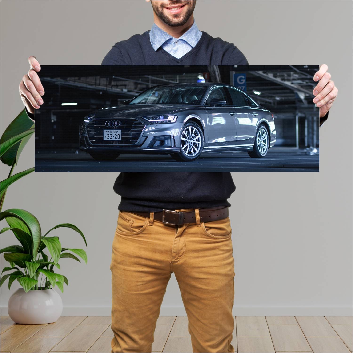 Cuadro grande 30x80cm 2018 audi a8 sport exterior 389 Audi
