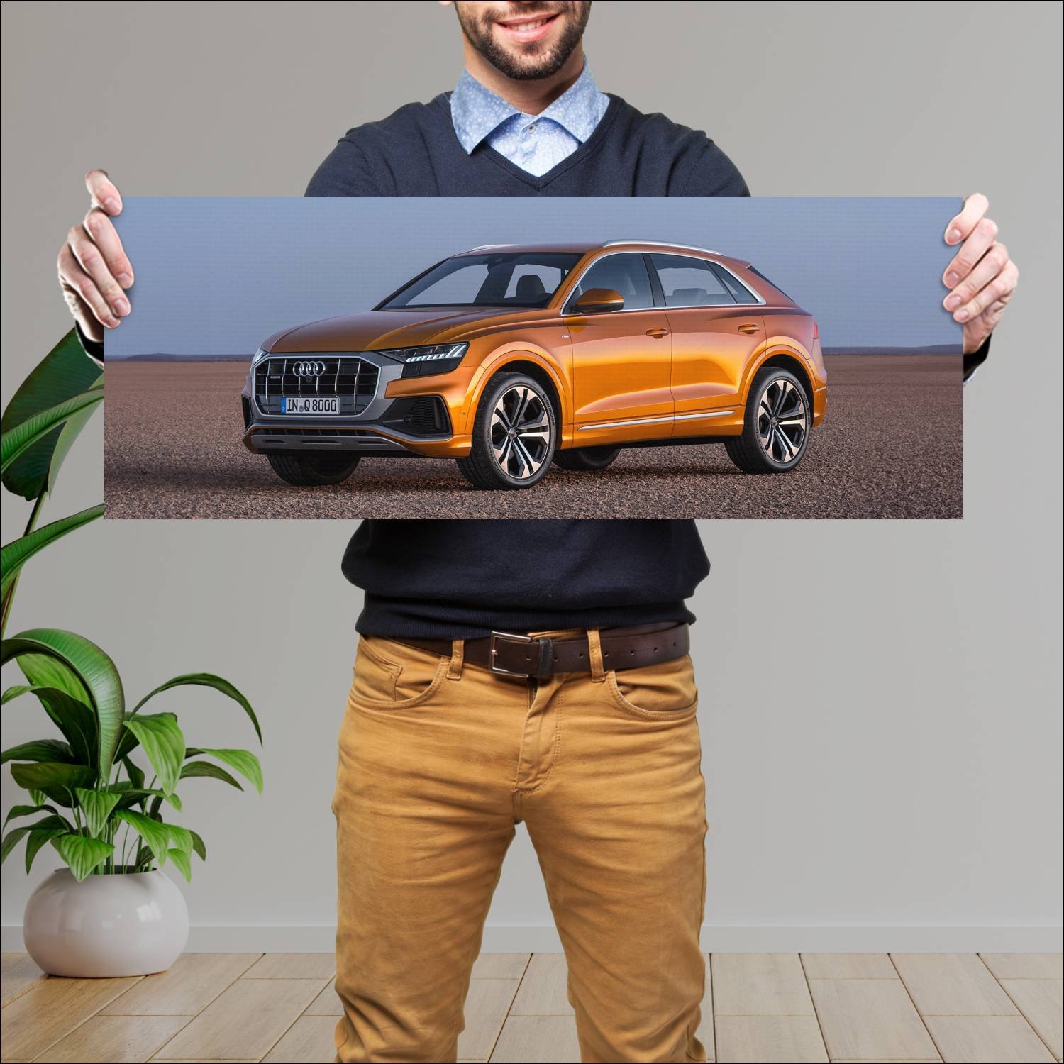 Cuadro grande 30x80cm 2018 audi q8 s line auto 411 Audi