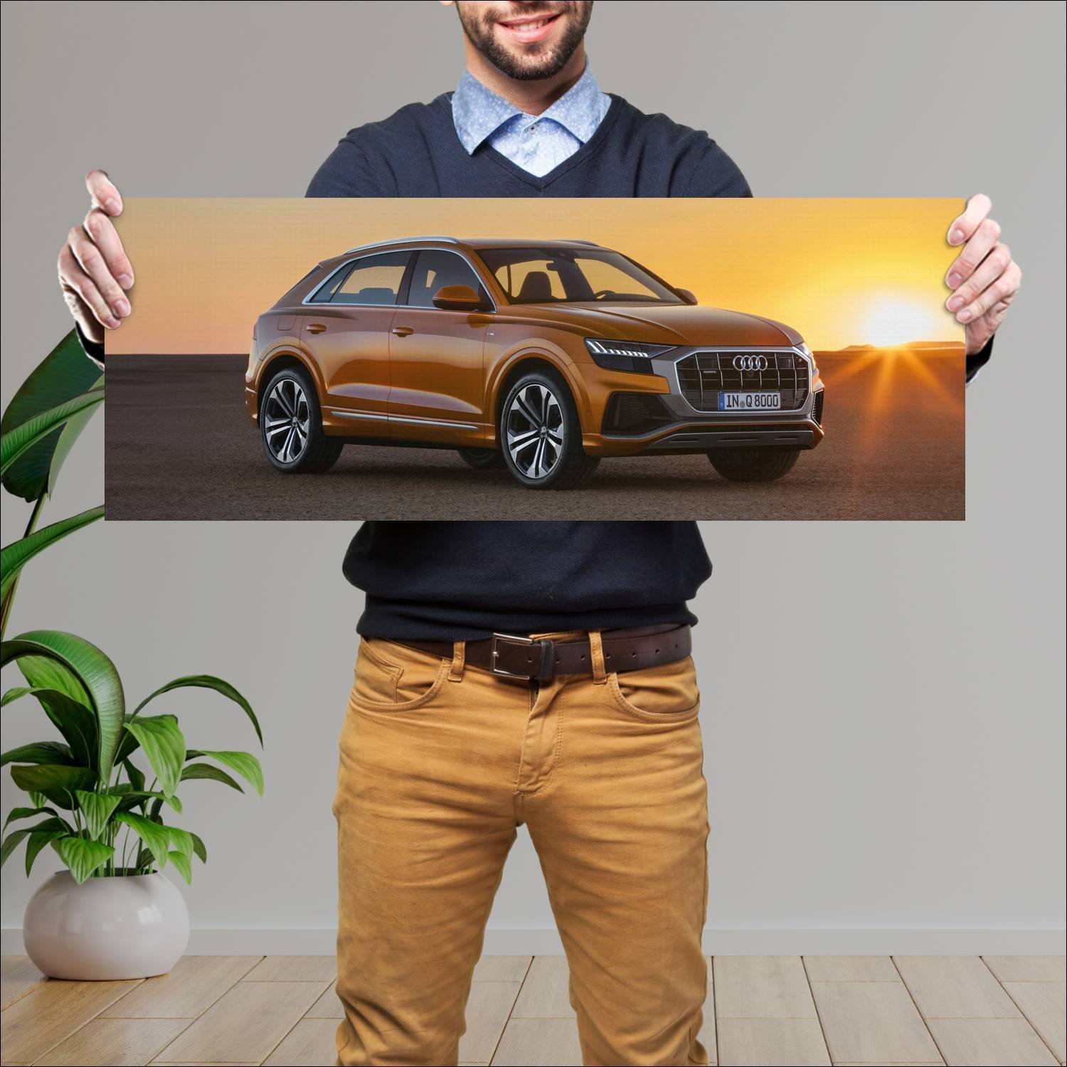 Cuadro grande 30x80cm 2018 audi q8 s line auto 412 Audi
